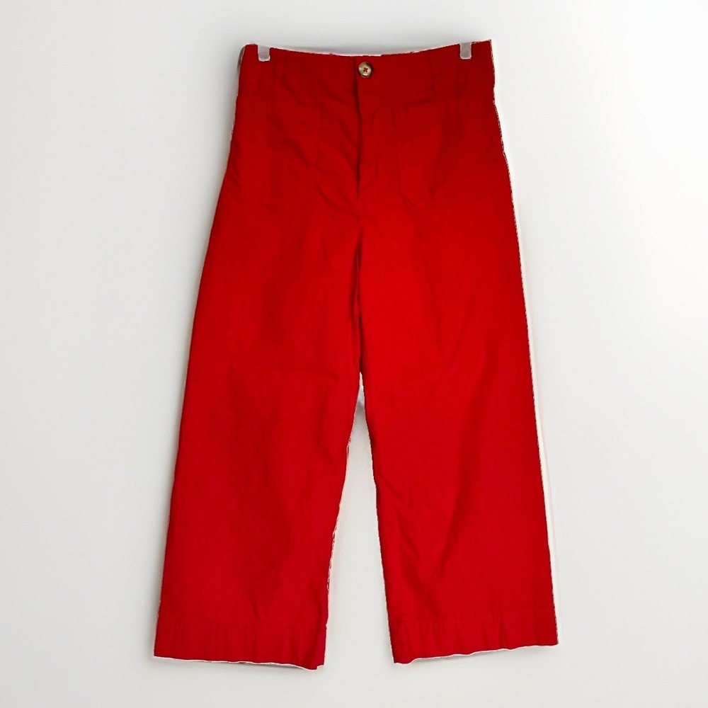 Maeve Anthropologie "The Colette" Wide Leg Pants Red Sailor Nautical Cropped 30